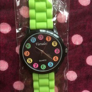 Green large face wrist watch